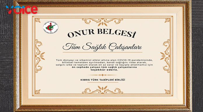 KTTB'nin bu yılki onur ödülü ön cephede savaşan tüm sağlık çalışanlarına