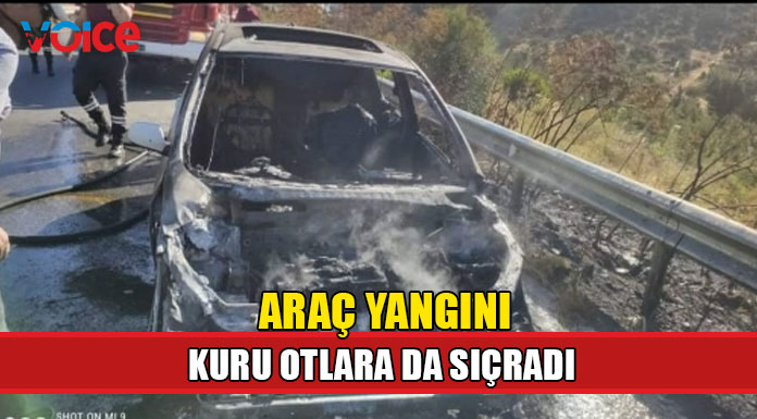 Lefkoşa-Girne anayolunda araç yangını!