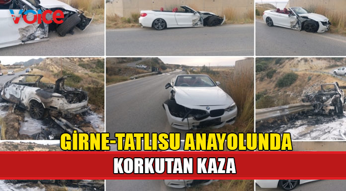 Çarpmanın etkisiyle savrulan araç, bariyerlere çarpıp alev aldı!