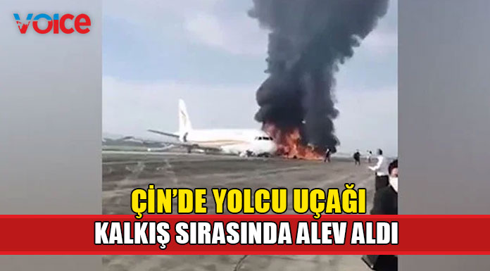 Yolcu uçağı kalkış sırasında alev aldı