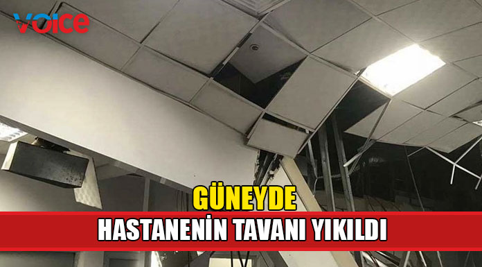 Lefkoşa Genel Hastanesi’ndeki bir odanın asma tavanı yıkıldı