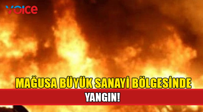 Gazimağusa Büyük Sanayi Bölgesinde bulunan ambarda yangın çıktı