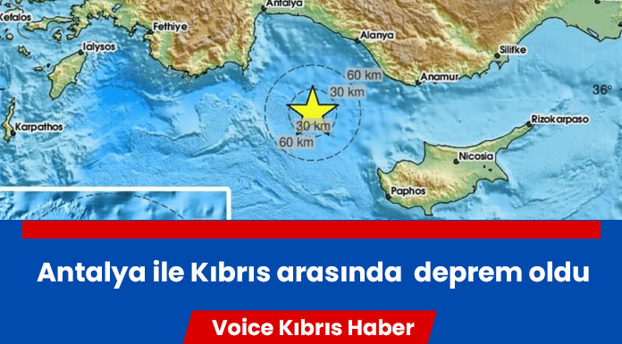 Antalya ile Kıbrıs arasında, denizde deprem