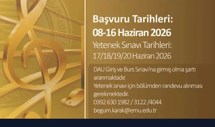DAÜ Müzik Öğretmenliği Programı Yetenek Sınavı 17-20 Haziran tarihleri arasında yapılacak